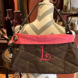 Quilted monogram “L” handbag brown and pink